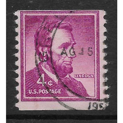 USA 1954 LIBERTY ISSUE 4c BRIGHT PURPLE LINCOLN SG 1034 FINE USED#3