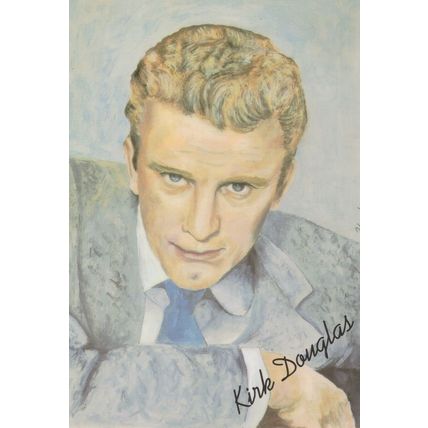 Kirk Douglas Film Movie Star Rare Jane Hart Painting Postcard