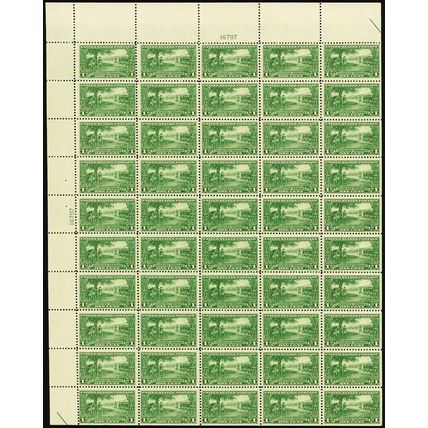 617, VF Mint NH Scarce Top Sheet of 50 1¢ Stamps Brookman $400.00 - Stuart Katz