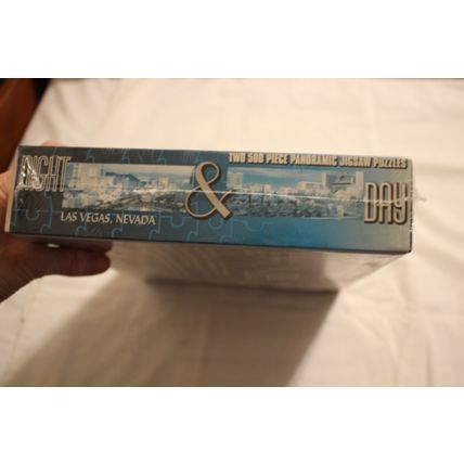 NIGHT & DAY LAS VEGAS, NEVADA 2-500 PIECE PANORAMIC PUZZLES MOSTLY SEALED