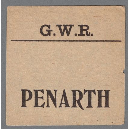 GREAT WESTERN RAILWAY LUGGAGE LABEL - PENARTH (Caps)