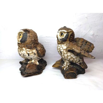 Homco Ceramic/Porcelain Owls pair, 5" tall. #1114 Beautiful/Adorable! Fast Ship!