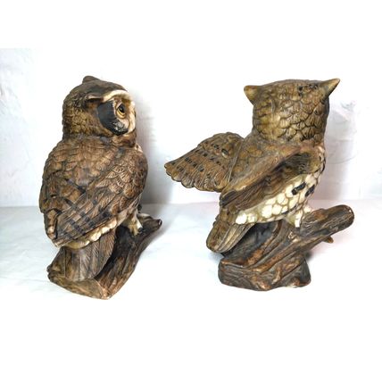 Homco Ceramic/Porcelain Owls pair, 5" tall. #1114 Beautiful/Adorable! Fast Ship!