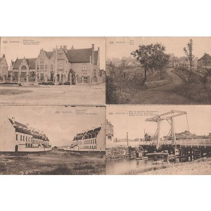 Dixmude Belgium Convent School Park Bridge 4x Postcard s