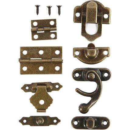 Antique Gold Mini Fittings with Screws 15 Sets 3 Designs 16x19 - 21.5x31mm CR76