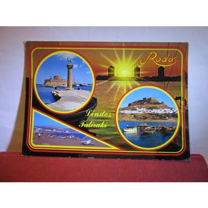 multiview, FALIRAKI, LINDOS, Rodos, RHODES Greece used postcard =