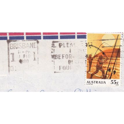 Brisbane QLD postmark Australia 1980 on Beach Fishing 55c VGC