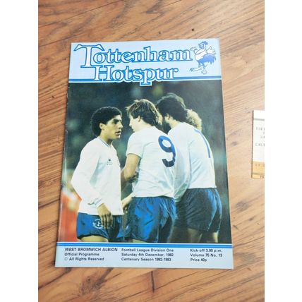 1982/83 Tottenham / Spurs vs WBA - Division 1 Programme & Ticket
