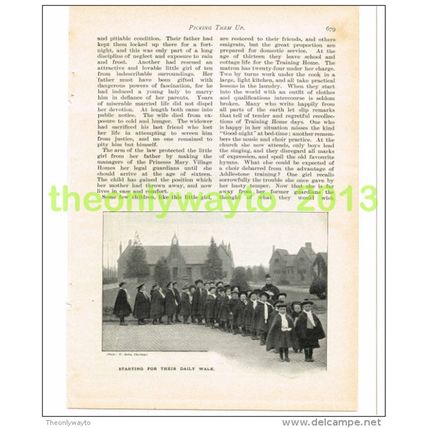 STARTING FOR DAILY WALK, PRINCESS MARY VILLAGE HOMES, Book Illustration, c1899