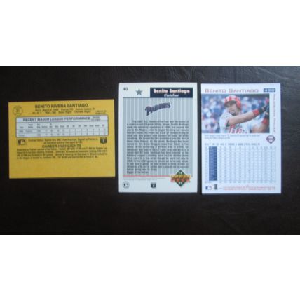 Three (3) Benito Santiago Baseball Cards (See Pictures and Description Below)