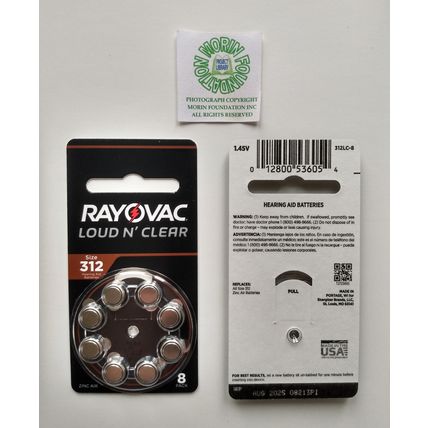 "10 PACKAGES RAYOVAC LOUD N CLEAR 312 LC-8A HEARING AID 80 BATTERIES EXP 8/25"