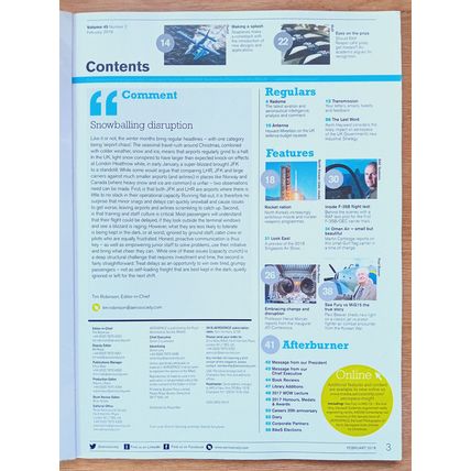 ROYAL AERONAUTICAL SOCIETY MAGAZINE, AEROSPACE: issue February 2018