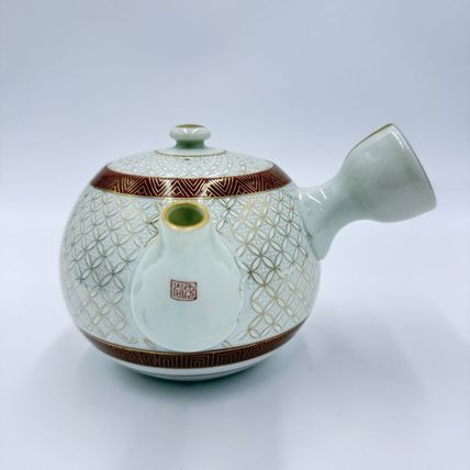 Antique Japanese Kutani Porcelain Tea Pot Gold Accents Embossed