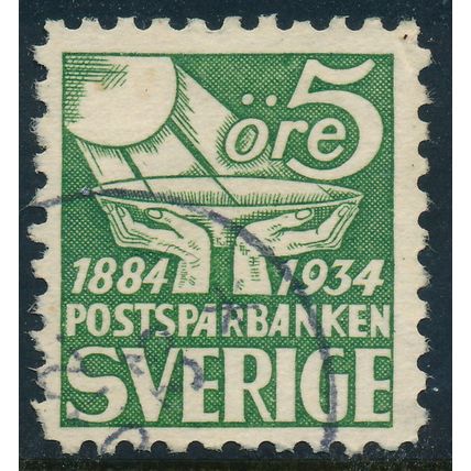 Sweden Facit 0239C/Scott 236, 5ö green Postal Savings Bank, F-VF used stamp