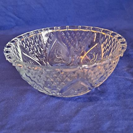 KIM Indonesia GLASS CANDY JAR Bowl Dish KIG Nut Hearts Roses Fleur De Lis
