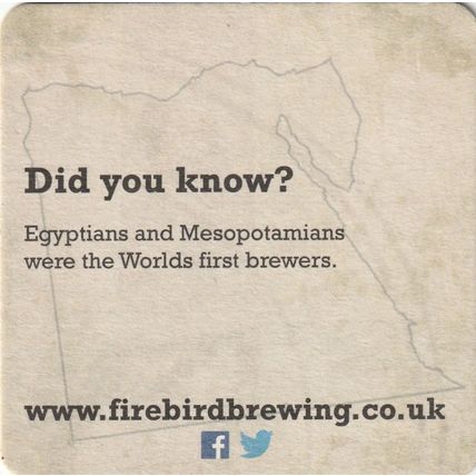 BEER MAT - FIREBIRD BREWING CO - DID YOU KNOW? - (Cat No 001) - (2015)