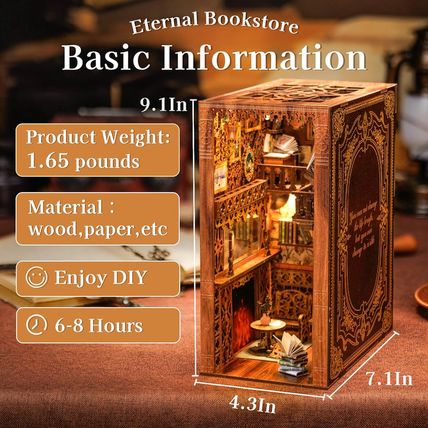 Cutefun Book Nook Kit, DIY Miniature House Kit for Adults, 3D Wooden Puzzle Book
