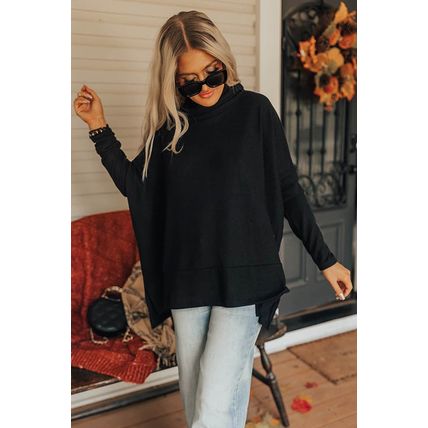 Black Cowl Neck Shift Tunic Top