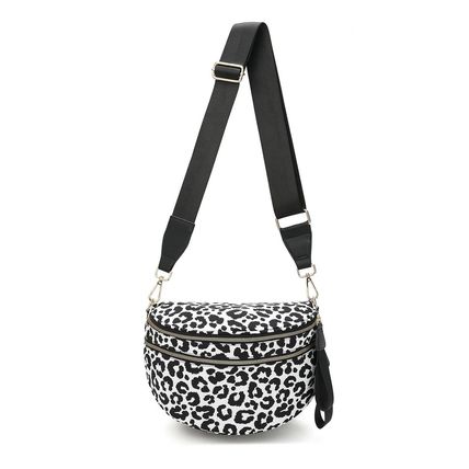 White Checkered Print Wide Strap Large Crossbody Bag