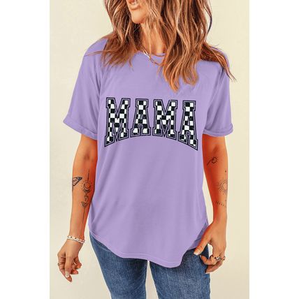 Wisteria Checkerboard MAMA Graphic Crewneck Tee