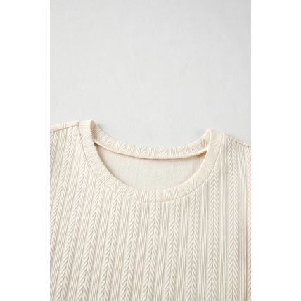 Apricot Polka Dot Mesh Puff Sleeve Textured Blouse