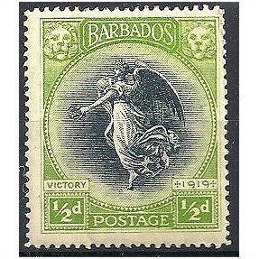 Barbados 1920 SG202 1/2d Black & Bright Yellow-Green Mounted Mint ..