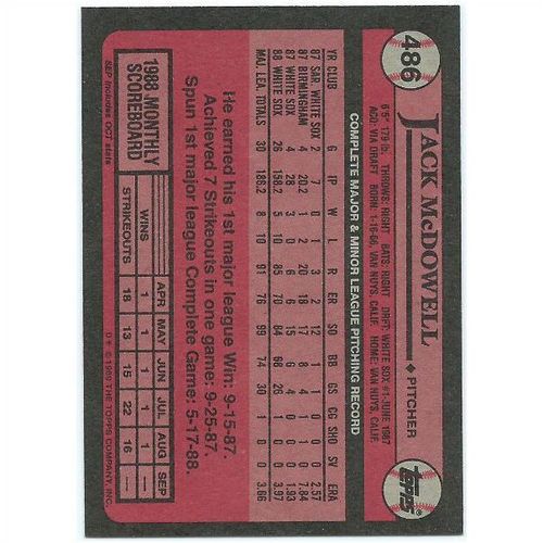 1989 Topps - #486 - Jack McDowell