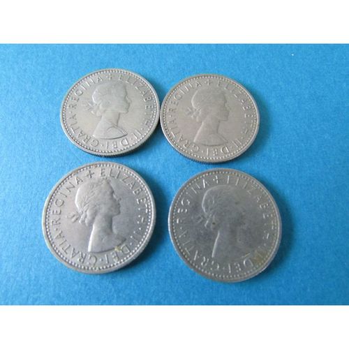 QUEEN ELIZABETH II FOUR SIXPENCES DATE RUN 1964,1965,1966 AND 1967 FREE POST. B
