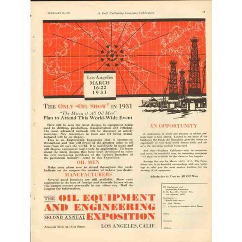 oil equipment and engineering exposition 1931 second annual vintage ad