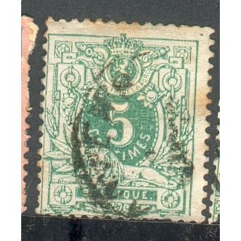 Belgium 1884 - SG70 - 5c green - numeral - used 4