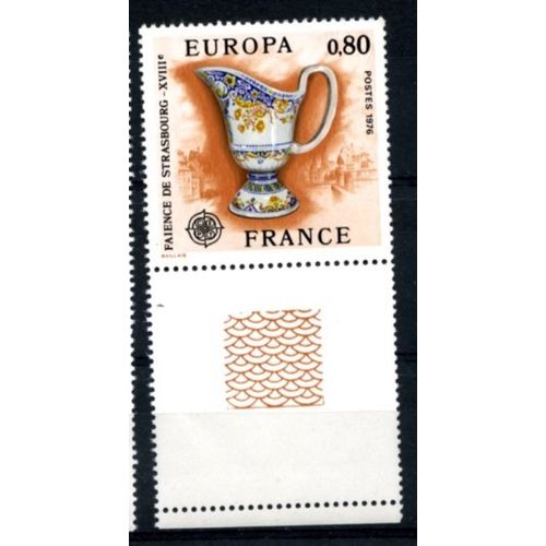 FRANCE 1976 - Europa - 80c - Strasbourg Jug - Pottery - Porcelain - Tab - MNH