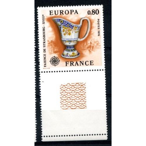 FRANCE 1976 - Europa - 80c - Strasbourg Jug - Pottery - Porcelain - Tab - MNH