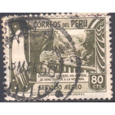 Peru 1938 (air) - SG657 - 80c green - Mountain Roadway - used