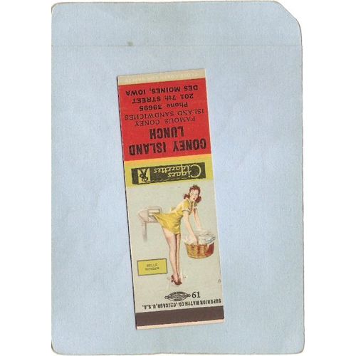 IA Des Moines Matchcover Coney Island Lunch Famous Coney Island Sandwiches~204