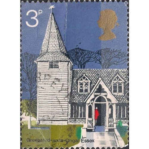 GB, Village Churches, Greensted-juxta-Ongar, blue 1972, 3p
