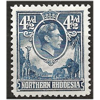 Northern Rhodesia 1952 SG37 4 1/2d Blue Mounted Mint . ..