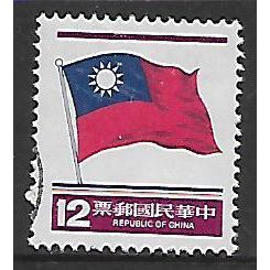 CHINA TAIWAN 1978 $12 RED BLUE AND MAUVE NATIONAL FLAG SG1302 FINE USED
