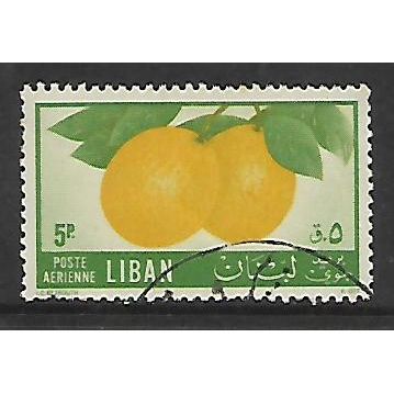 LEBANON 1955 5p YELLOW & GREEN ORANGES SG 540 FINE USED#