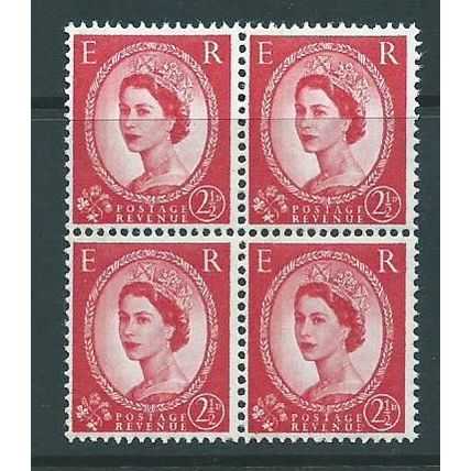 wildings sg614 sg 614 type 2 2 bands block of 4 mnh