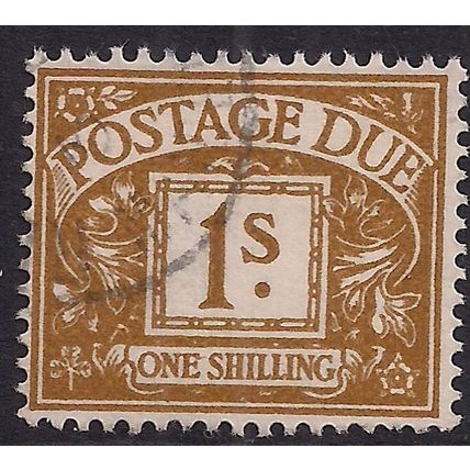 GB 1960 QE2 1/-d Ochre Postage Due Used SG D64 Wmk 179 ( H1087 )