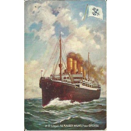 Norddeutscher Lloyd SS KAISER WILHELM DER GROSSE Tuck Oilette Postcard (448)