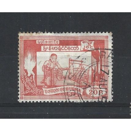 Burma.SG143 20p Girl Weaving (Red).Fine Used.Jul25k