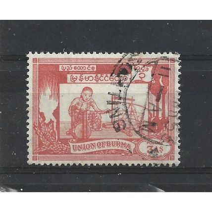 Burma.SG143 20p Girl Weaving (Red).Fine Used.Jul25l