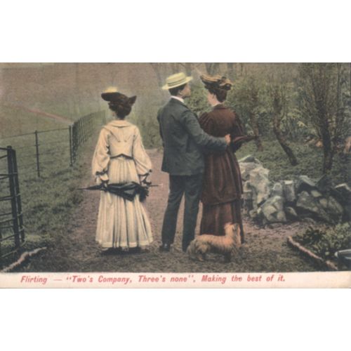 Antique GB PC 1907 - Flirting - "Two's Company, Three's None"