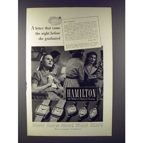 1938 Hamilton Sidney, Maxine, Melodie, Dorian Watch Ad