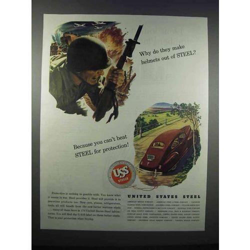 1944 United States Steel ad - Helmets Out of Steel