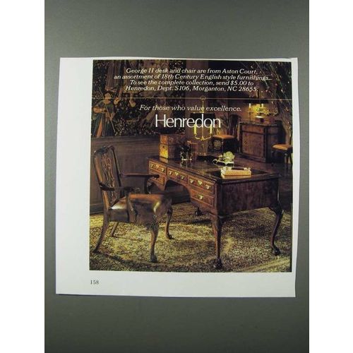 1986 Henredon Aston Court George II Desk and Chair Ad