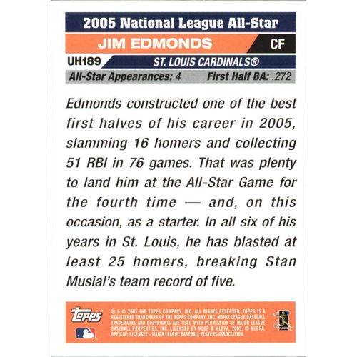 2005 Topps Update Jim Edmonds All-Stars #UH189