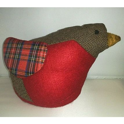 DOORSTOP, ROBIN RED BREAST TARTAN DOORSTOP, Finest Quality, Heavily Weighted.