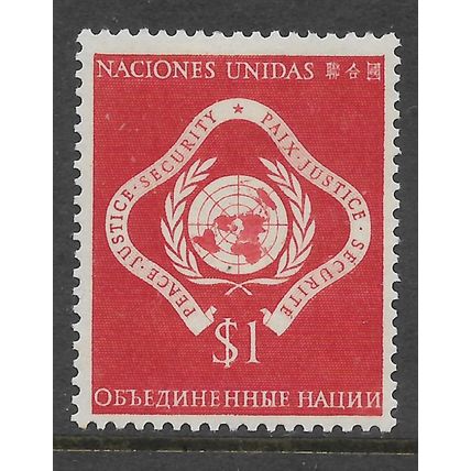 UNITED NATIONS 1951 $1 RED UN EMBLEM SG 11 M MINT#2